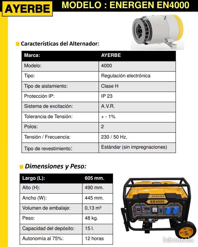 GROUPES ÉLECTROGÈNES 3000 r.p.m. ESSENCE - ENERGEN EN4000 (image 5)
