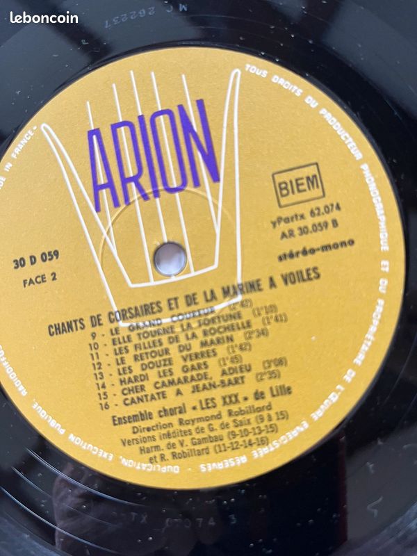 Chants de Corsaires et de la Marine à Voiles / LP 33T 12" (image 3)