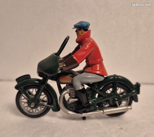 Jouet Ancien Quiralu - Moto Avec Casque Adrian - Vintage