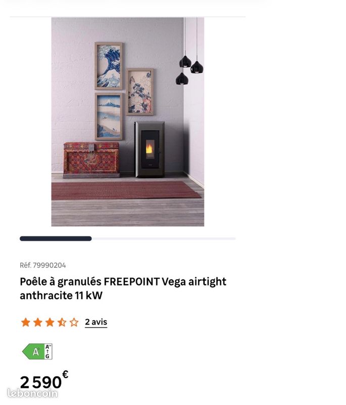 Poêle à granulés FREEPOINT Vega airtight anthracite 11 kW Neuf (image 2)