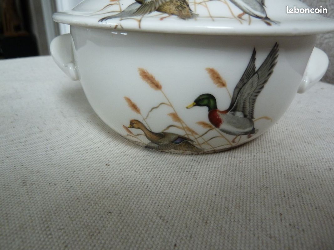 Joli sucrier décor couple de canards porte bonheur porcelaine de Paris (image 4)