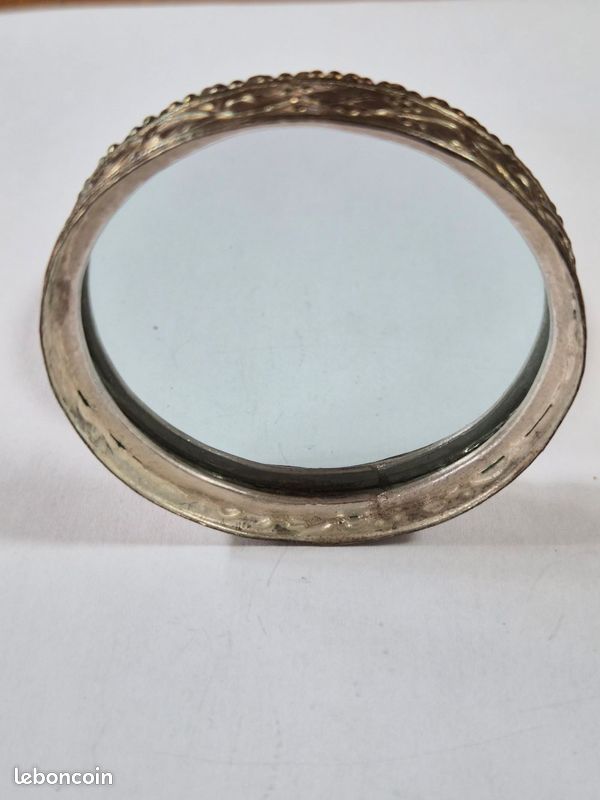 Ancien poudrier pilulier vintage art populaire chinois. Miroir intact (image 3)