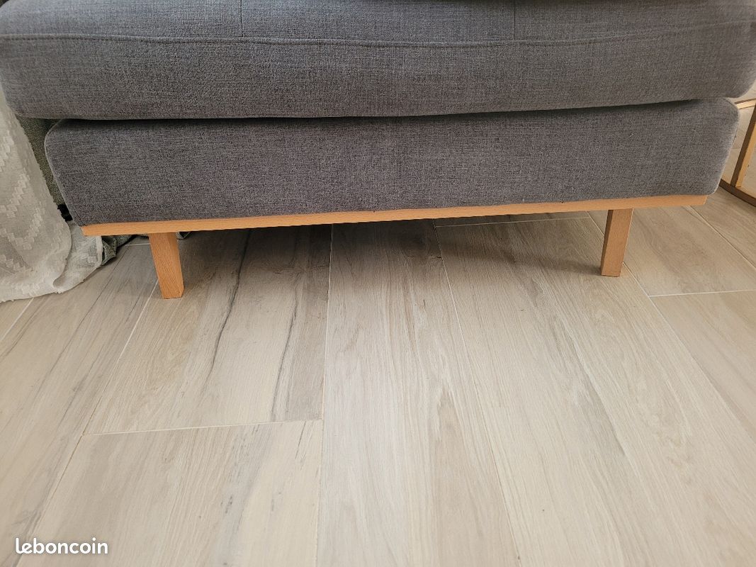 Canapé d'angle type scandinave tissu/bois (image 3)