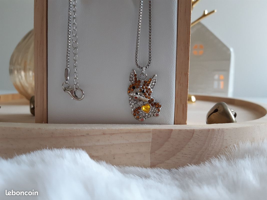 Collier pendentif femme acier inoxydable chien corgi (image 1)