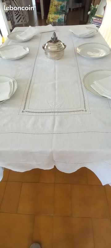 Lot De 8 Serviettes De Table Anciennes En Lin, Monogrammes Dépareillés, French Antique
