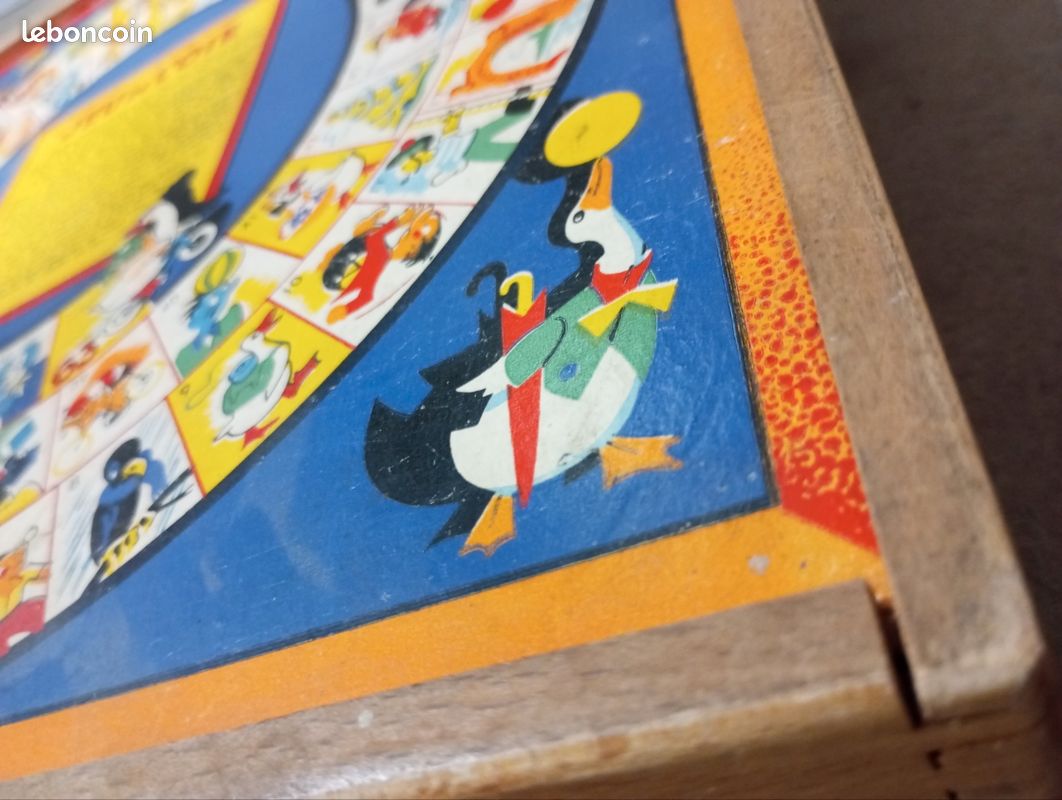 1950 plateau 33x33x5cm made in France jeujura jeu de l'oie petit chevaux dès dames échec - BACKGAMMON - 4 jeux plateaux 1950 jeu jura anciens rétro vintage (image 2)