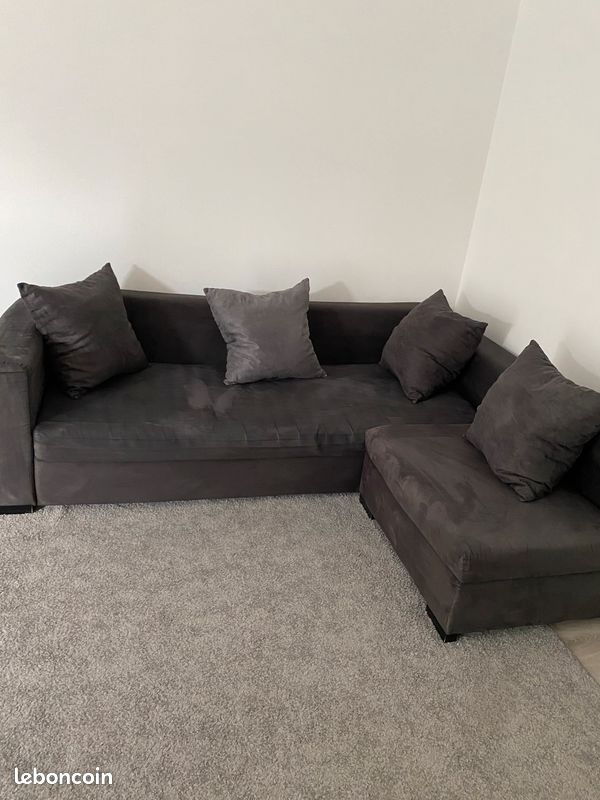 🤩 canapé angle velour noir 🤩 (image 1)