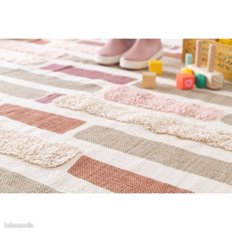 Tapis coton abstrait avec franges moderne Silas Marron 160x230 (image 7)