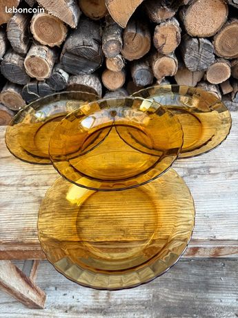 Assiettes Duralex Arcopal Vintage Assiettes DURALEX Vintage En Arcopal - 5 Oranges + 4 Jaune/noir - État Correct Avec Traces D'usage Assiettes Arcopal Orange Jaune