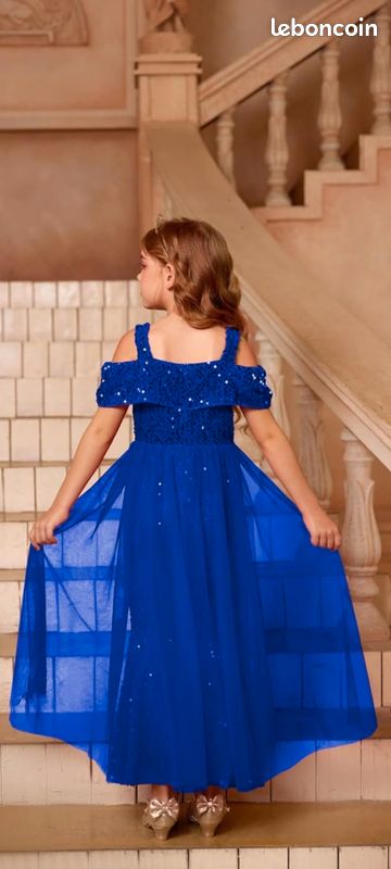 Robe de Soirée Fille Ans Sirène Paillettes Col Carré sans
