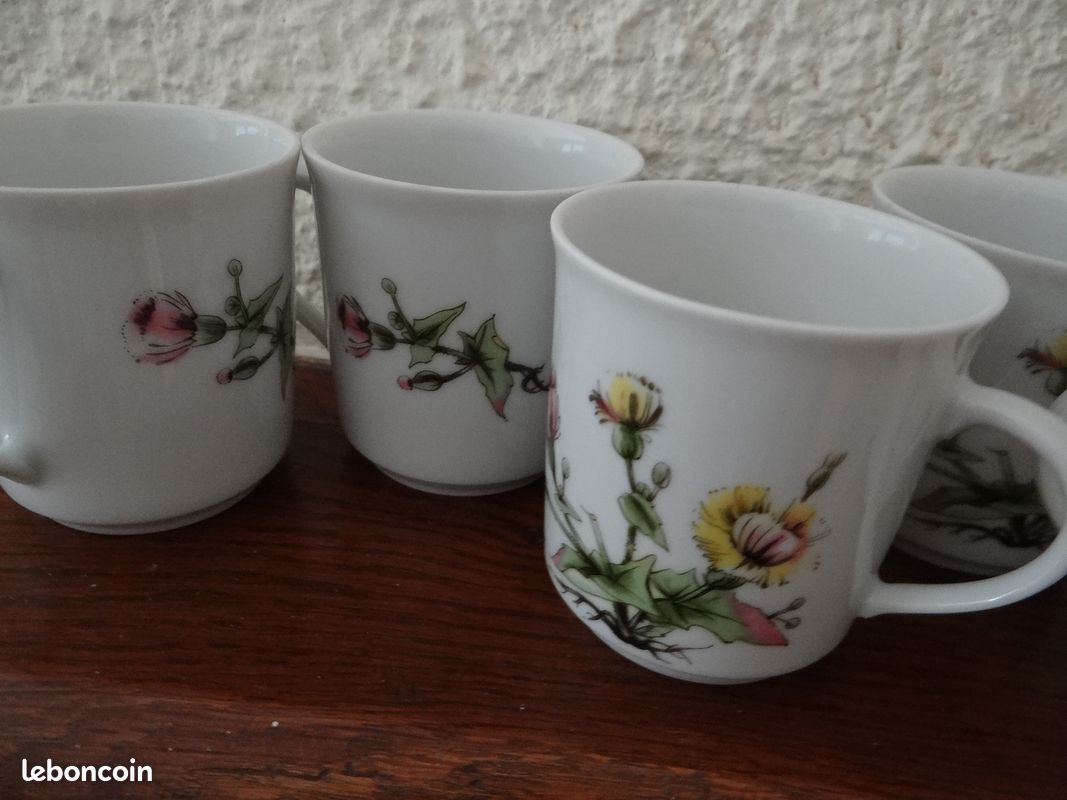 Lot de 6 tasses à café Mobil vintage très bon état en porcelaine fine (image 9)