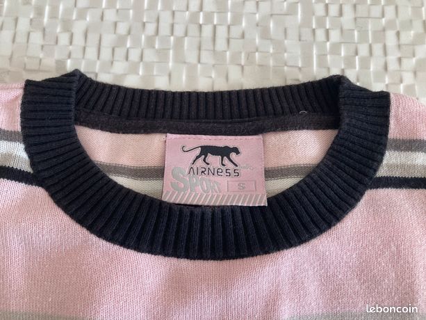 Pull Airness Col V à Motif Losange Rose - Taille L Pour Homme, Occasion En Très Bon état