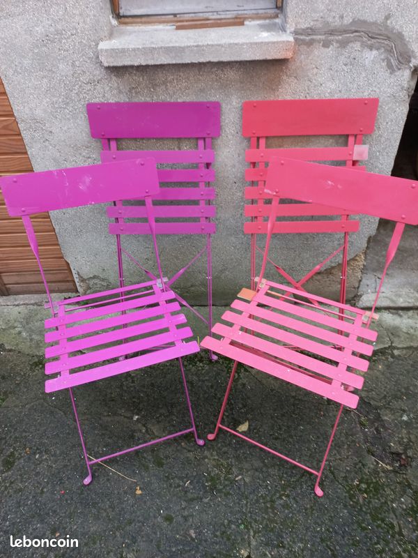 Chaises de jardin, pliantes, en métal (image 3)