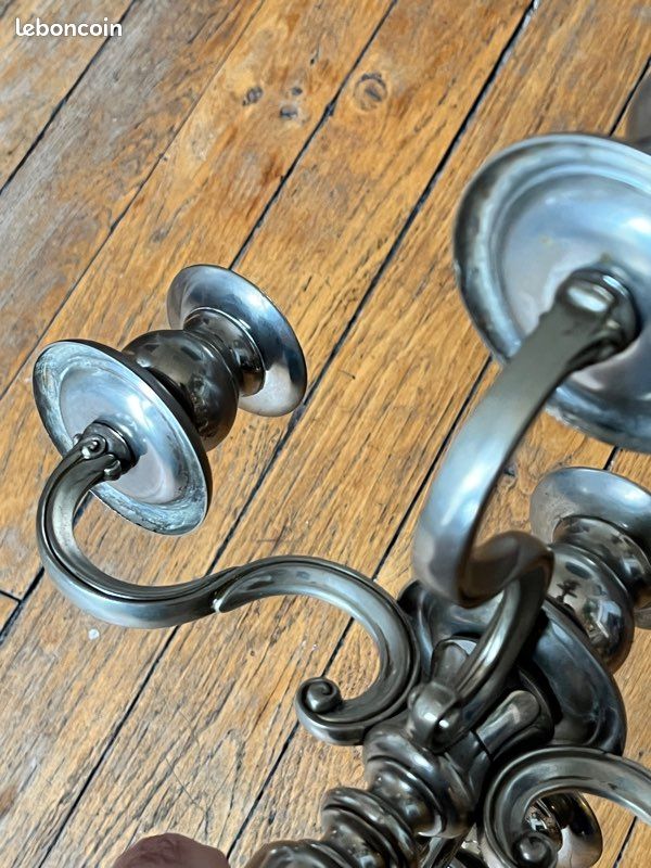 Chandelier vintage en métal argenté (image 10)
