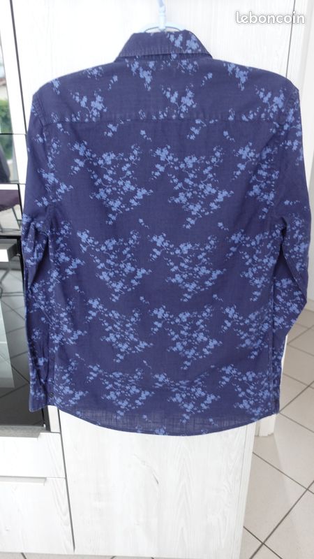 Chemise taille 3 bleu marine motif manche longue (image 5)
