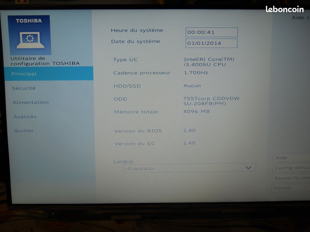 Toshiba K000092140 L500 L555 Carte mère