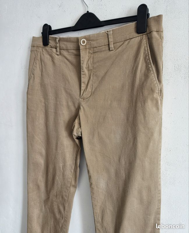 Pantalon chino Tommy Hilfiger beige coupe droite, léger et doux, poche latérales taille 44/46 (image 2)