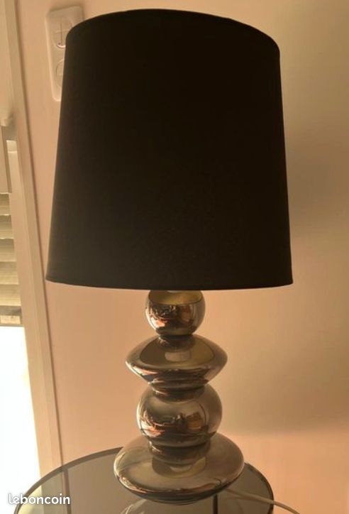Lampe vintage en céramique – style années 70 – finition argentée (image 2)