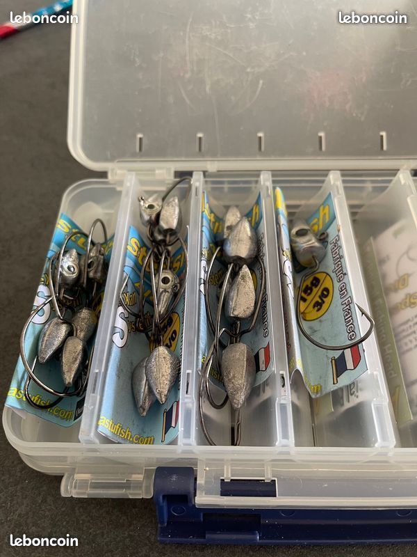 45 Pièces Haeçons de Pêche,Têtes Plobées Kit,pour leurre Souple Plob