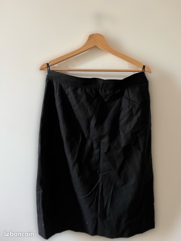Jupe Crayon Butte Knit Femme – Noire, Taille 18 Plus, Laine Polyester, Vintage