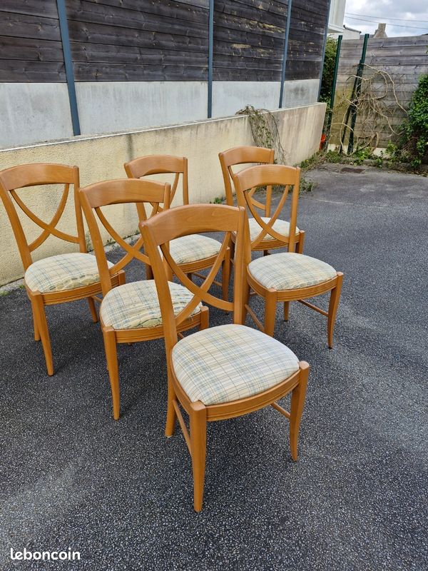 Lot De 6 Chaises De Salle à Manger En Bois Avec Assise Paillage - Style Classique - Marron