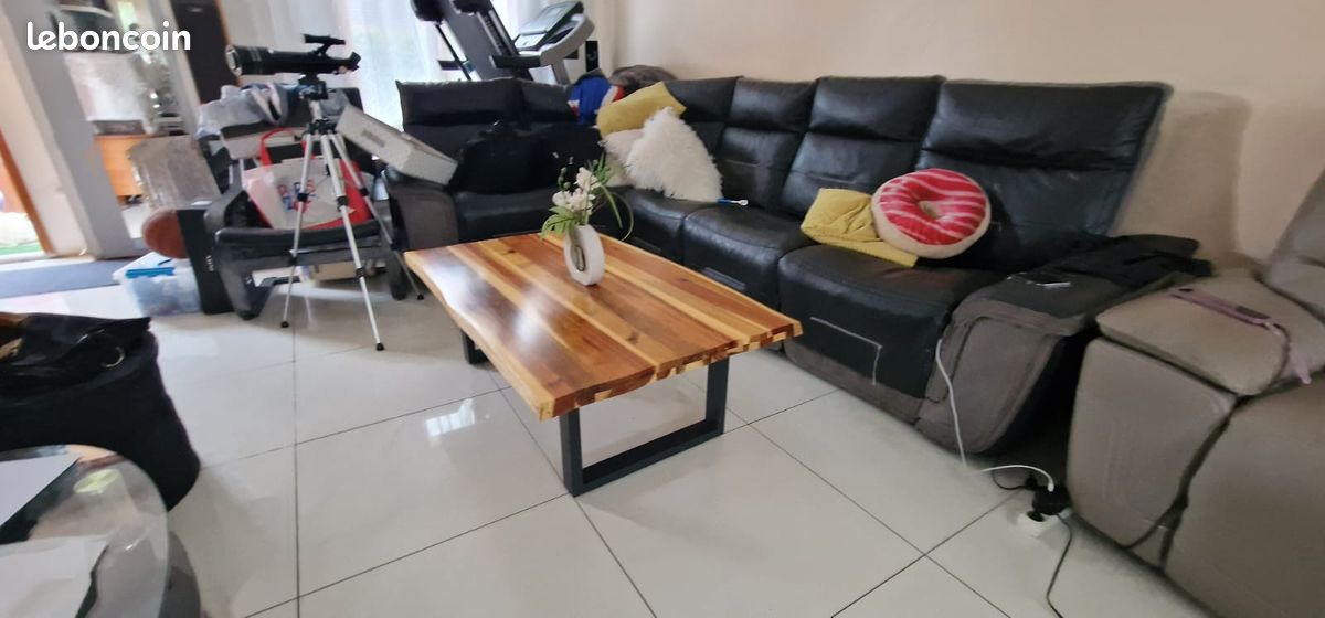 Table+ basse Live edge, table basse en chêne, table en bois, table rustique - 400 (image 1)