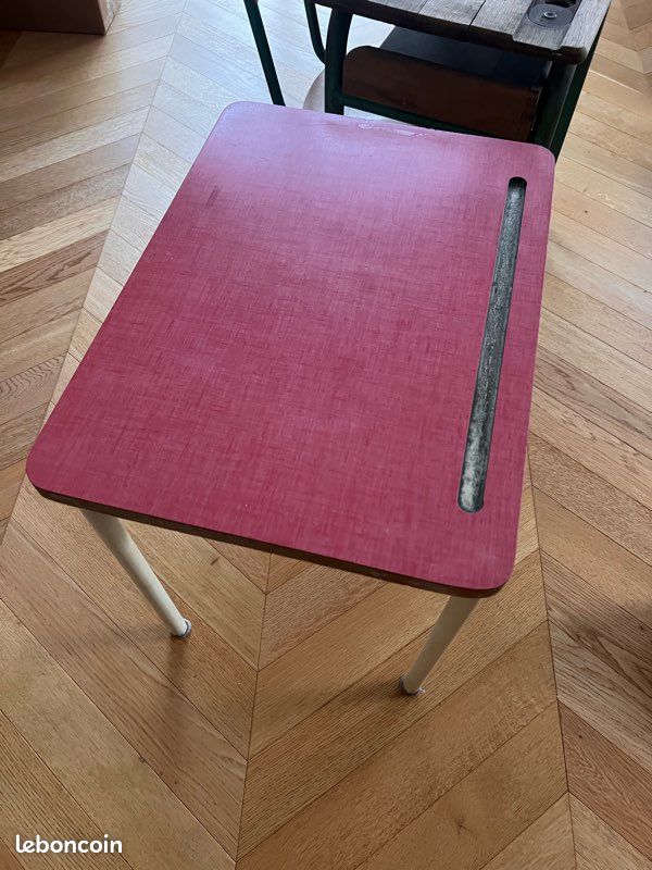 Petit bureau école vintage bois (image 3)