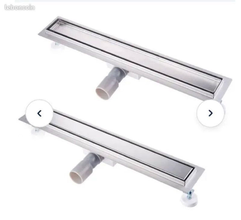 Sunrik Caniveau 360° 70cm, Siphon à Bloqueur D'odeurs Et Filtre à Cheveux, Bulles Caniveau Douche Extra Plat, Drainage Rapide