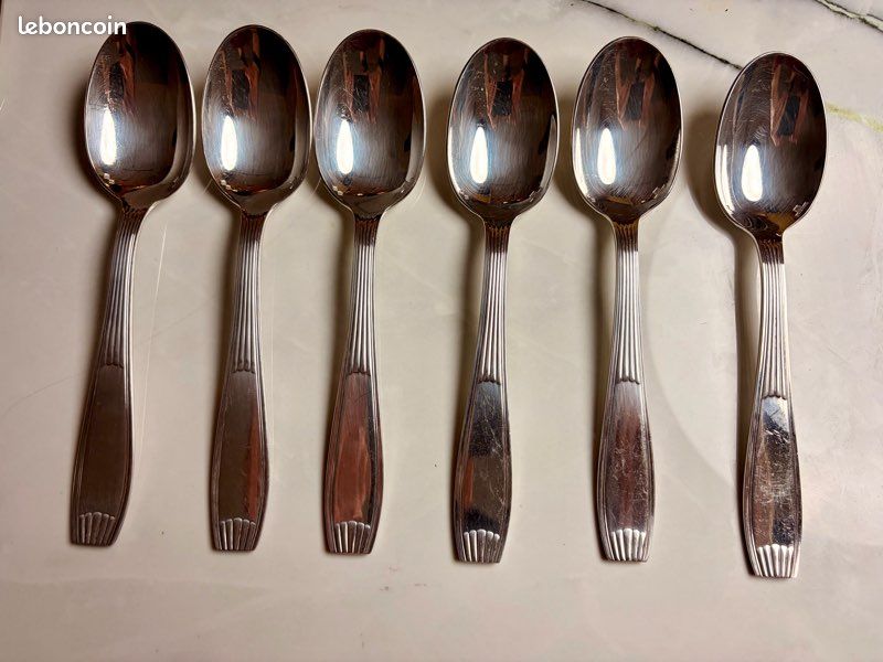 SÉRIE DE 6 petites cuillères à moka métal argenté Christofle modèle perles EUR 120,00 - FR