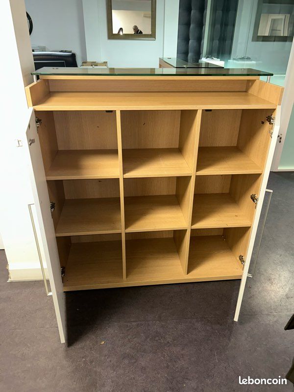 Meuble bureau 160 cm avec plateau en verre – très bon état (image 4)