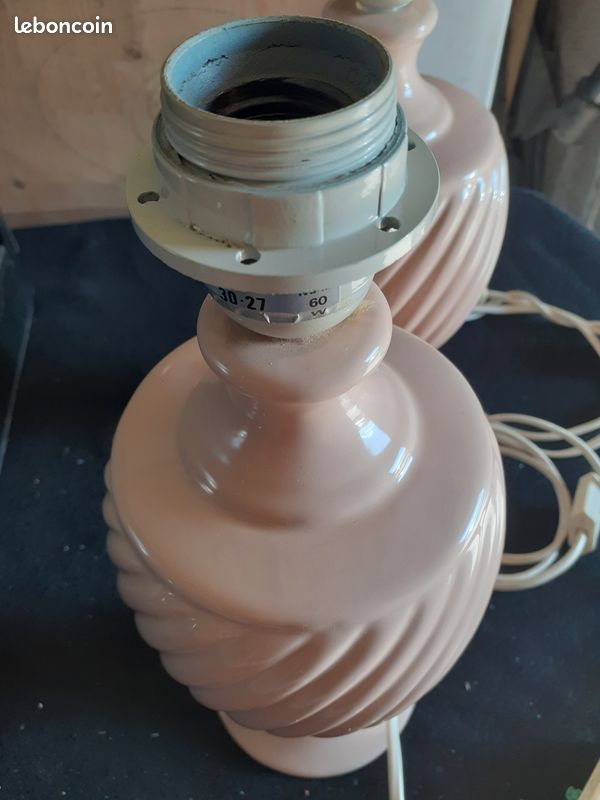 Lot de deux pieds de lampe vintage en céramique (image 5)