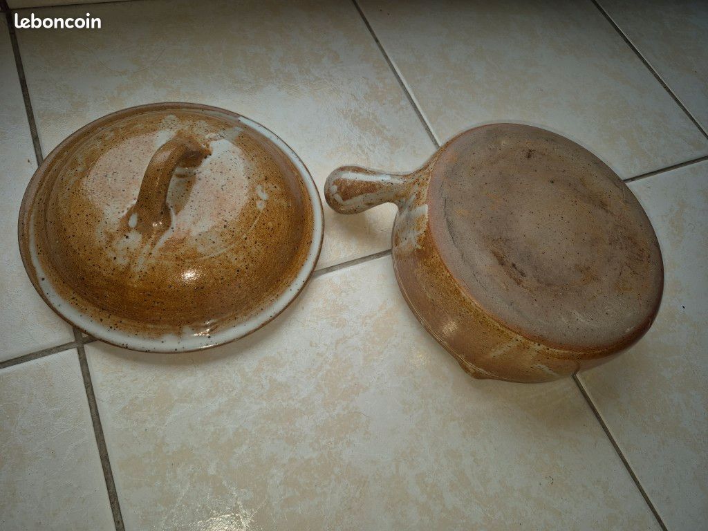 Plat cassole caquelon terre cuite avec couvercle Etat neuf (image 3)