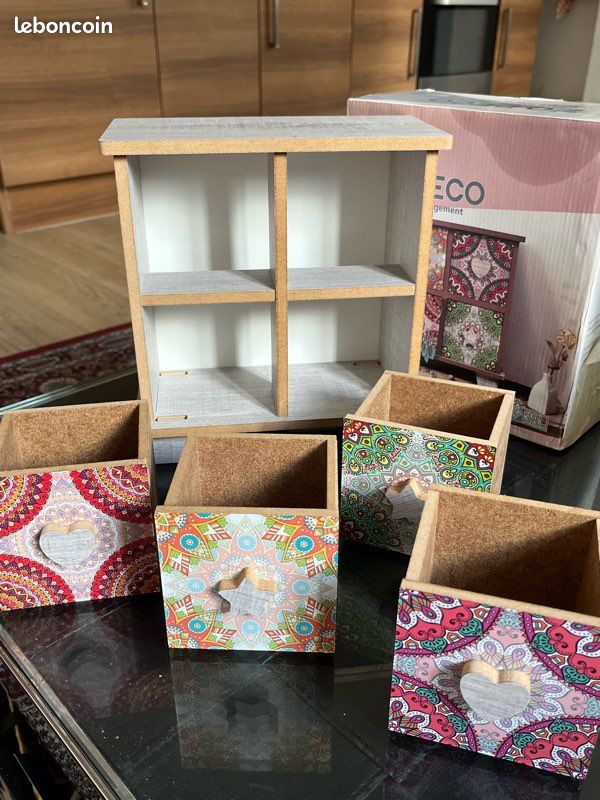 Petit meuble de rangement 4 tiroirs décoratifs – neuf (image 4)