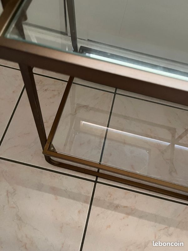 Desserte pliante ou meuble étagère bar en verre et métal style vintage - Drawer (image 4)