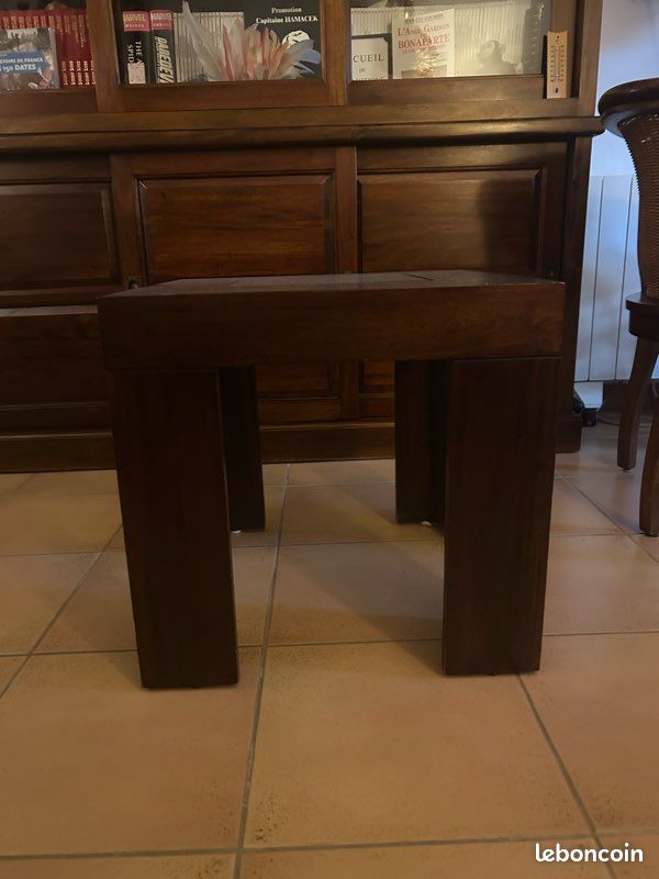 2 petites tables basses carrées bois exotique (image 3)