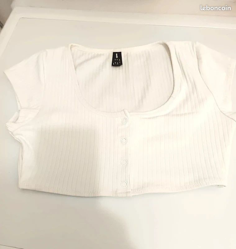 Haut Zara Taille S (Grand) - Neuf Sans étiquette - Couleur Jaune Et Blanc