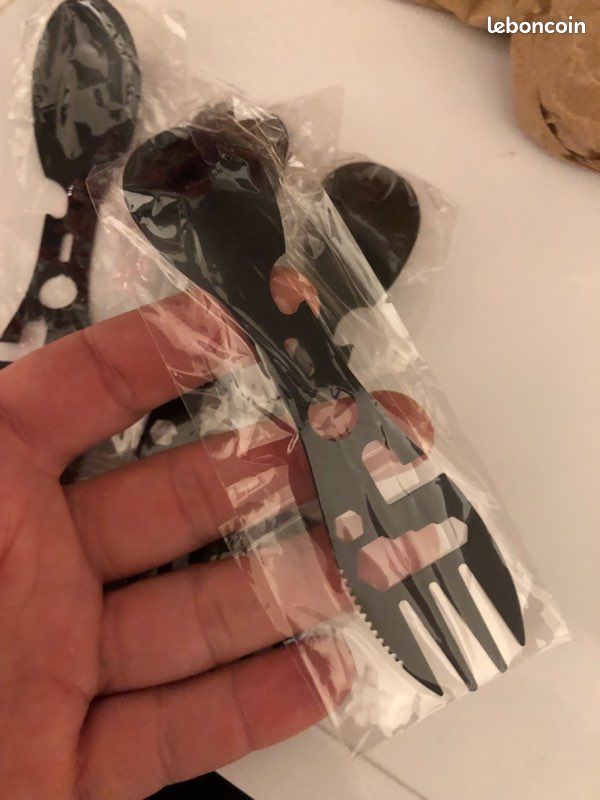 Cuillère Fourchette Spork De Camping En Acier Inoxydable, Multifonction, Sans Marque