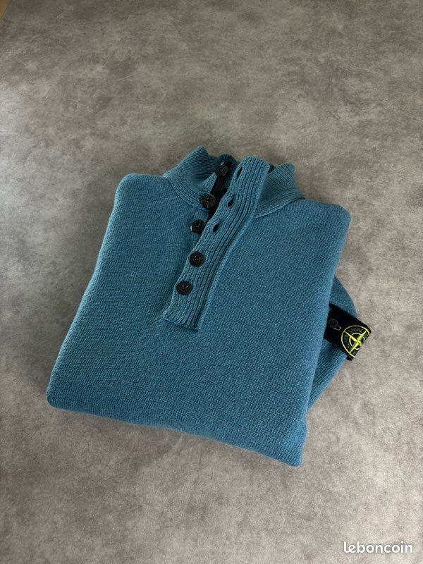 Pull 1/4 Zip col camionneur Stone Island Bleu taille XL (image 1)