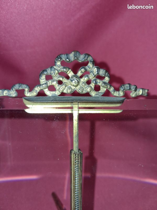 Broche Porte-Photo Ancienne Art Déco En Laiton Avec Verre Loupe - Bijou Vintage