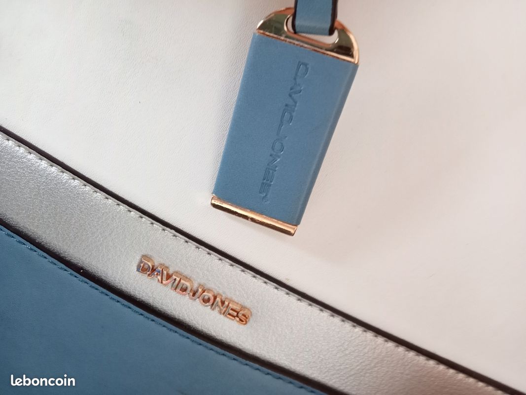 Sac à Main David Jones Bleu Polyuréthane - Neuf Sans étiquettes - Dimensions 33x26x12 Cm - Fermeture éclair