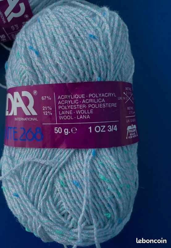 Lot De 12 Pelotes Laine Mérinos Vintage Pierber Frimosane – 40g, Bleu, Bouclette Neuves