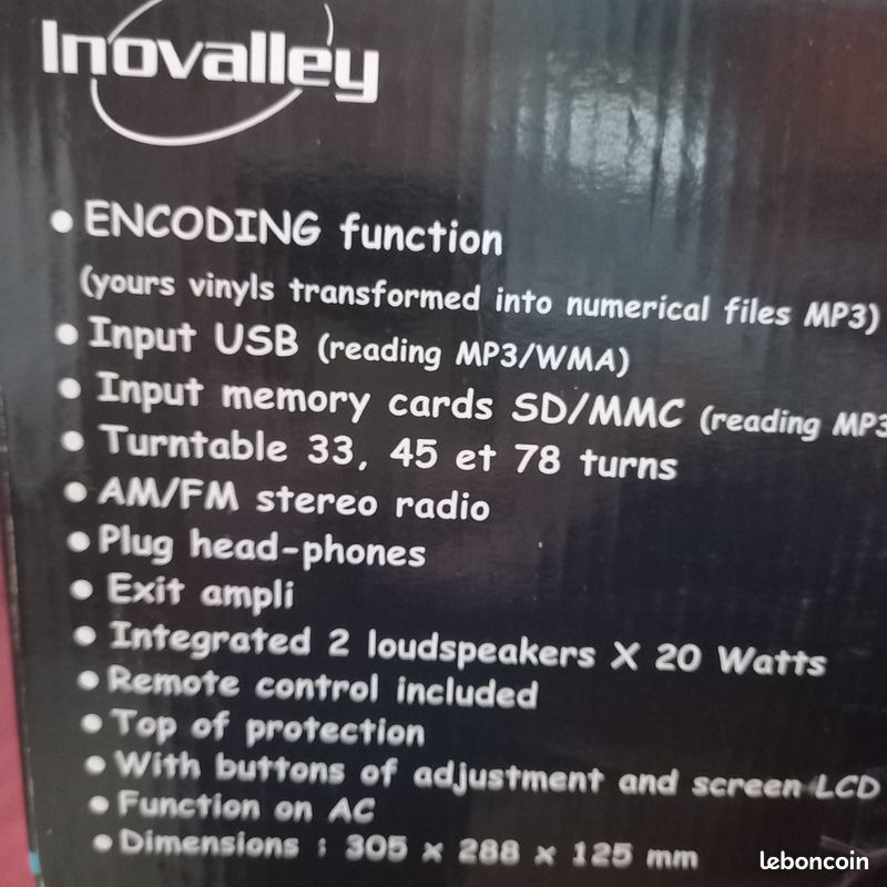 INOVALLEY TD12 Platine Disque numérique - Bluetooth
