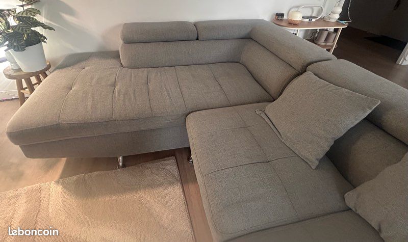 Canapé d’angle gauche gris avec méridienne et coffre – 270 cm (image 5)