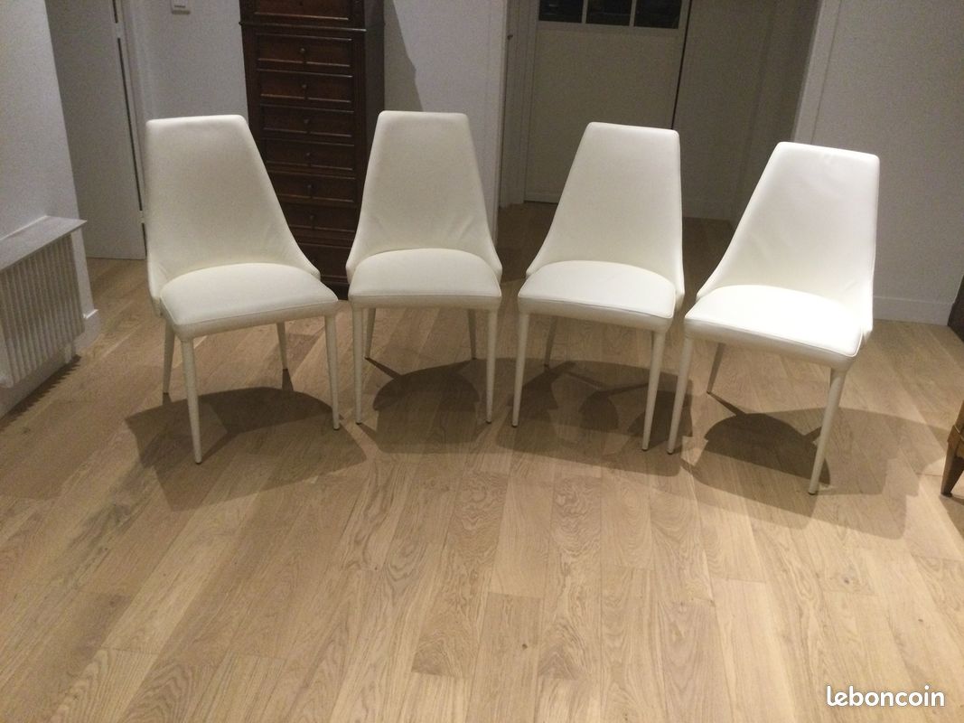 4 Fauteuils cuir blanc (image 2)