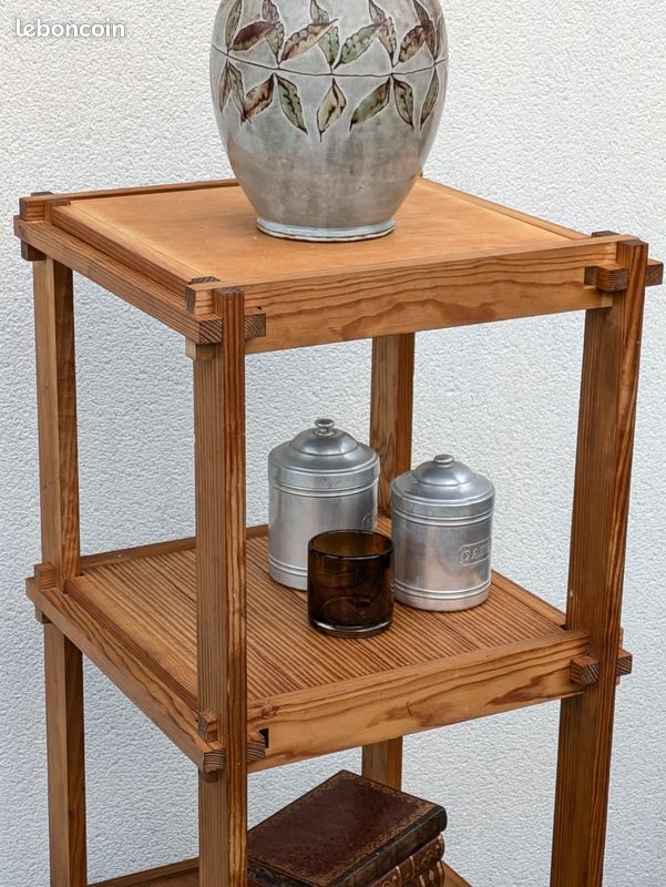 Étagère colonne design vintage en pin massif 4 niveaux (image 3)