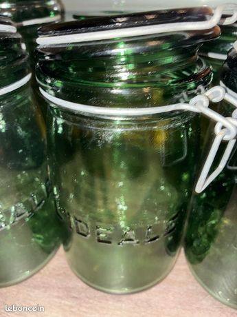 Ancien Bocal Solidex En Verre Vert – 2 Litres, Hauteur 25cm – Vintage Et Déco