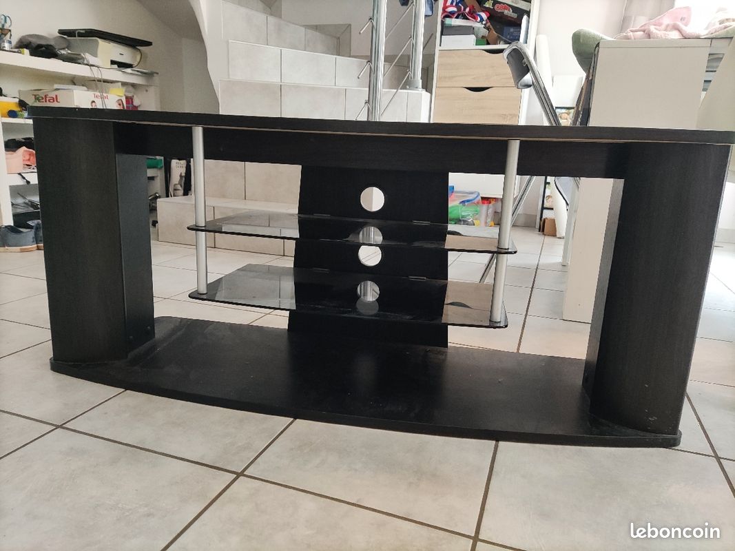 Meuble TV bois noir (image 1)