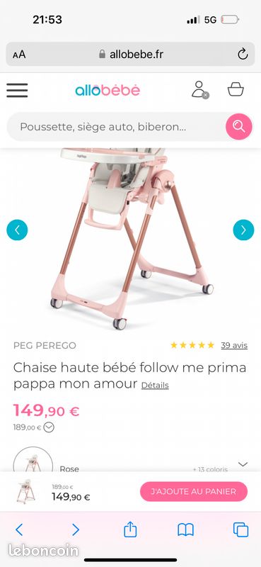 Chaise haute peg perego (image 1)