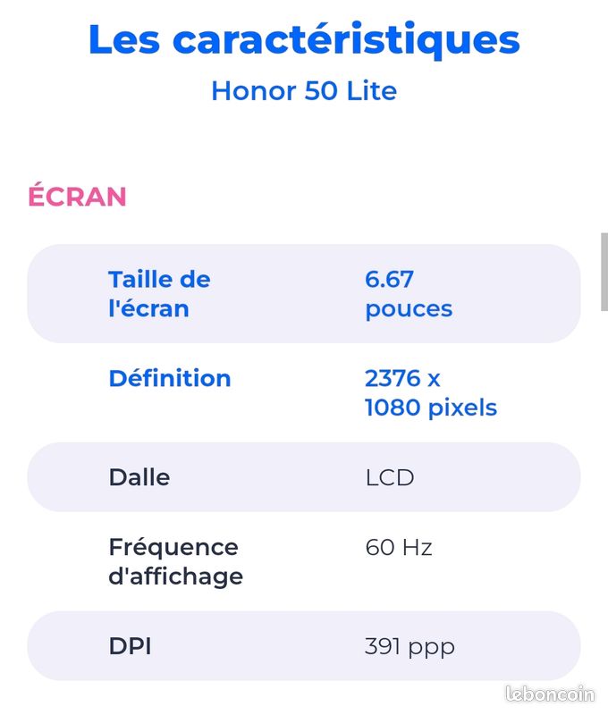 HONOR 50 LITE NOIR + coque en échange (image 4)