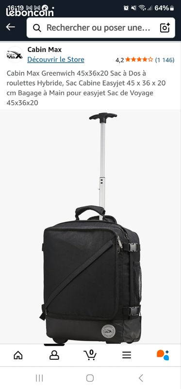 Cabin Max Sac Cabine 45x36x20 Bagage Cabine 45x36x20 Easyjet Cabin